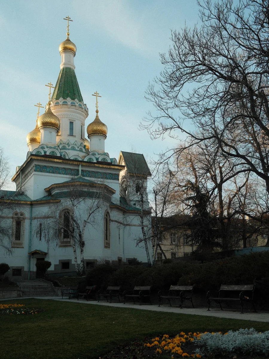The gold-domed Russian Church of St Nicholas in central Sofia